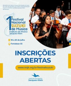 Instituto de Música Jacques Klein abre inscrições para 1º Festival Nacional Suzuki de Música