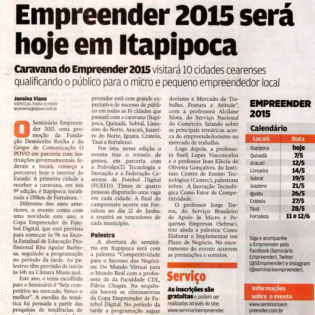 2015- Seminário Empreender - Jornal O Povo (1)